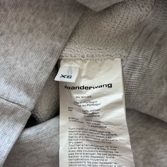 NWT Alexander Wang Cropped Pullover Turtleneck W/ Branded Seam Label, Grey, XS - Picture 16 of 17